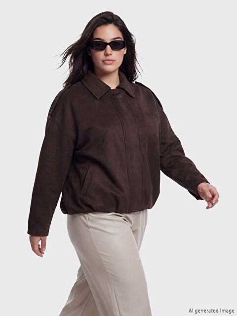 Soulife Petite Gömlek Yaka Kadın Süet Görünümlü Ceket - S6OL27Z8-J0V