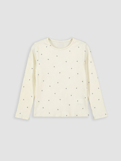 LCW baby Bisiklet Yaka Kalp Baskılı Kız Çocuk Triko Tişört - S6OL37Z1-LRA