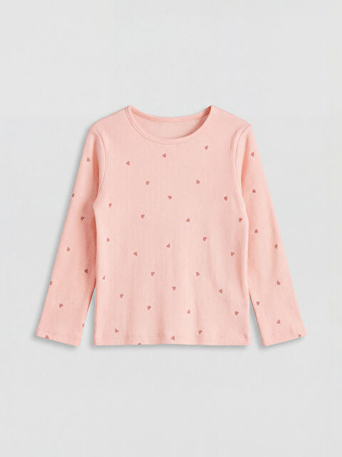 LCW Kids Kalp Desenli Kız Çocuk Uzun Kollu Tişört - S6OL37Z1-LT4