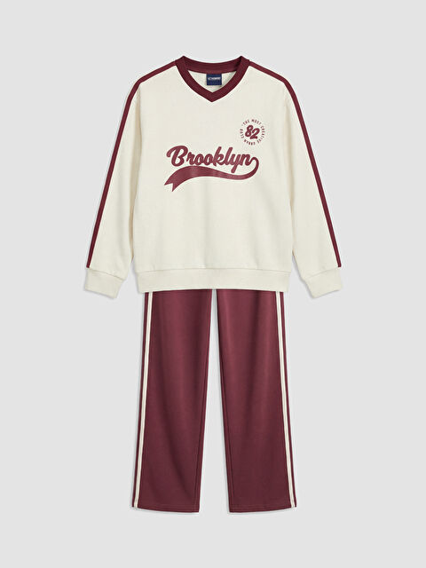 LCW Kids Brooklyn Baskılı Kız Çocuk Sweatshirt ve Eşofman Altı - S6OL48Z4-FDU