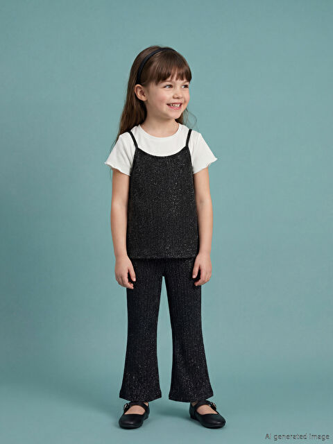 LCW Kids Simli Kız Çocuk Tişört Tayt ve Atlet - S6OL78Z1-R9J