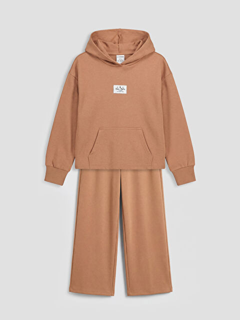 LCW Kids Kapüşonlu Kız Çocuk Soft Touch Sweatshirt ve Eşofman Altı - S6OM08Z4-GNY
