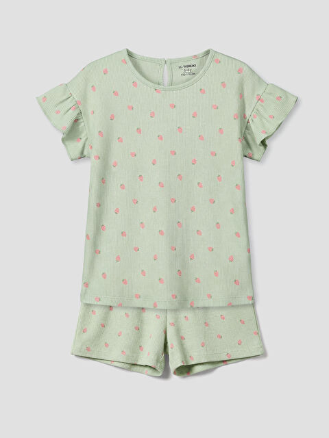 LCW Kids Çilek Desenli Kız Çocuk Şort ve Tişört - S6OM22Z1-LRF