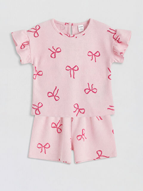 LCW Kids Fiyonk Desenli Kız Çocuk Tişört ve Şort