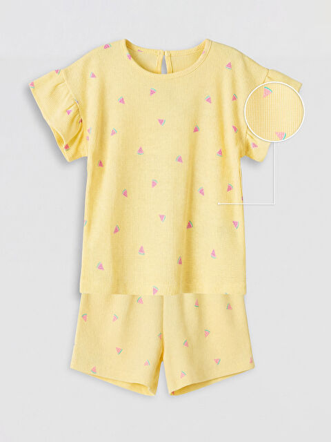 LCW Kids Desenli Kız Çocuk Şortlu Takım