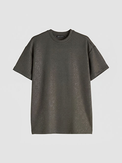 LCW Modest Bisiklet Yaka Parlak Görünümlü Kadın Tişört - S6OM25Z8-R4Q