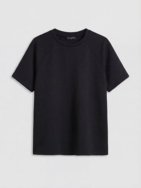 LCW Comfort Bisiklet Yaka Taş İşlemeli Bluz - S6OM31Z8-CVL