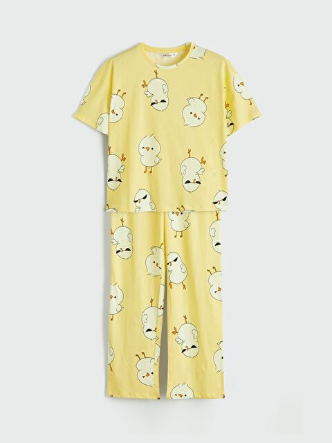 LCW Young Bisiklet Yaka Desenli Kadın Pijama Takım - S6OM34Z8-LUF