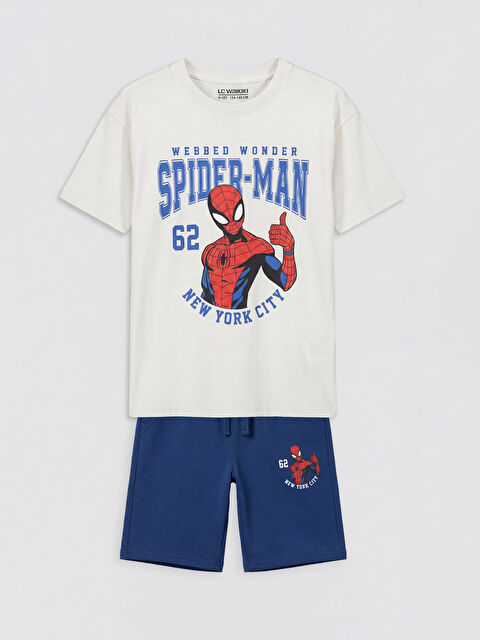 LCW Kids Spider-Man Baskılı Erkek Çocuk Şortlu Takım
