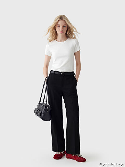 XSIDE Beli Kemerli Geniş Paça Kadın Pantolon - S6E002Z8-CVL