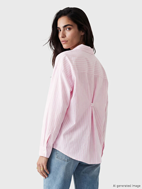 Natuvera Çizgili Poplin Kadın Gömlek - S6D006Z8-ZVN