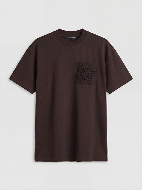 LCW Modest Bisiklet Yaka Dantel Nakışlı Kadın Tişört - S6C012Z8-HMK