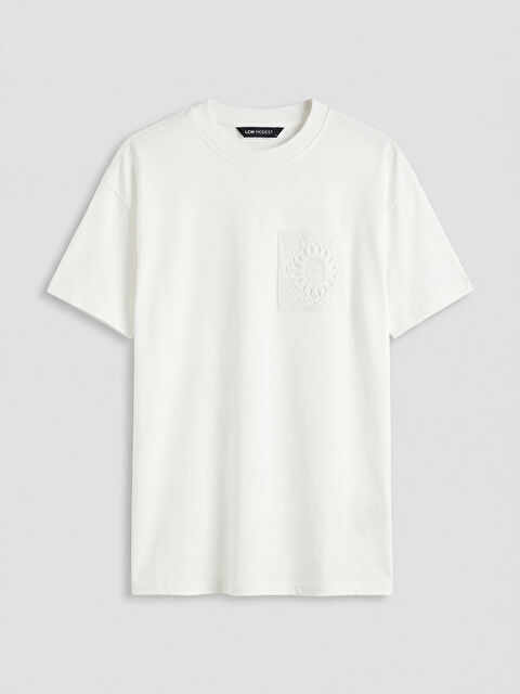 LCW Modest Bisiklet Yaka Dantel Nakışlı Kadın Tişört - S6C012Z8-R9J