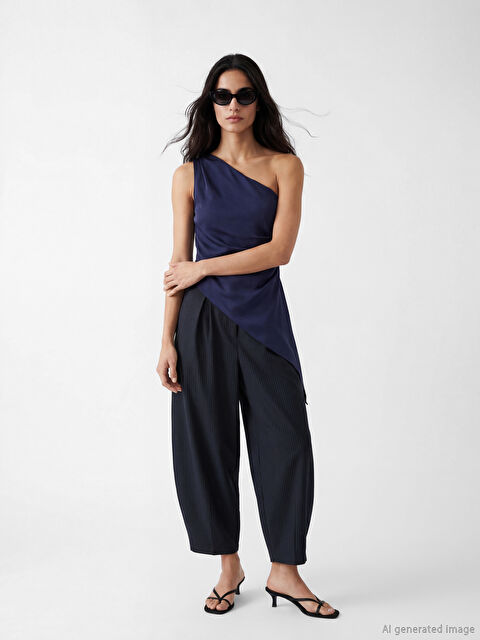 LCW Vision Balloon Fit Çizgili Kadın Pantolon - S6OM44Z8-LGS