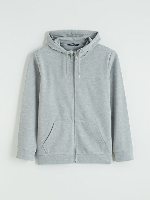 LCWAIKIKI Classic Kapüşonlu Erkek Fermuarlı Sweatshirt - S6F014Z8-DCR