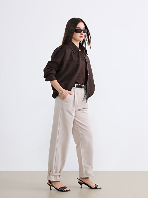 Soulife Yüksek Bel Pileli Kadın Kumaş Pantolon	 - S6C014Z8-HZZ