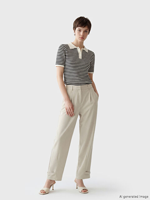 Soulife Yüksek Bel Pileli Kadın Kumaş Pantolon	