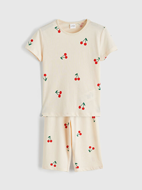 LCW Kids Kiraz Desenli Kız Çocuk Şortlu Pijama Takımı - S6D024Z1-LRA