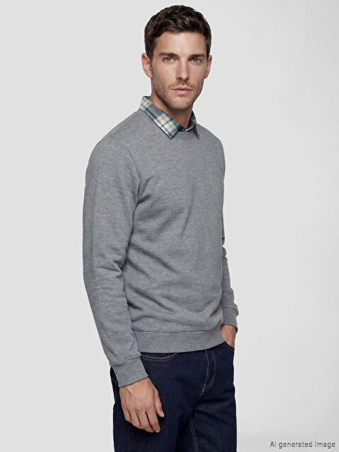 LCWAIKIKI Classic Gömlek Yaka Erkek Sweatshirt - S6C028Z8-CT3