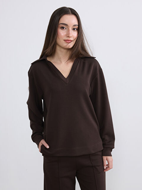 Soulife Petite Polo Yaka Kadın Sweatshirt - S6A030Z8-J0V