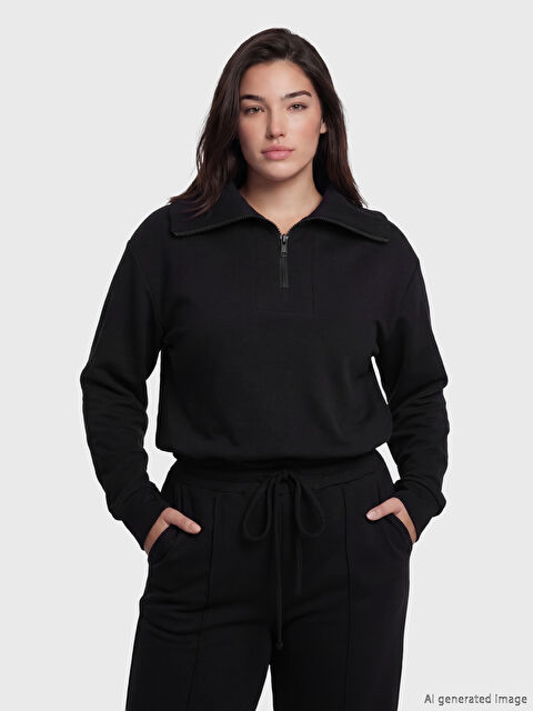 Soulife Petite Polo Yaka Kadın Sweatshirt