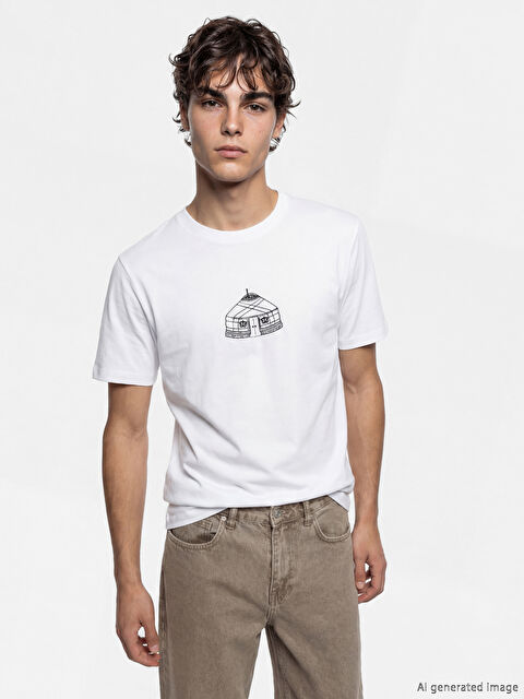 XSIDE Bisiklet Yaka Baskılı Penye Erkek Tişört - S6C036Z8-Q6K