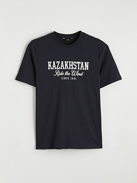 XSIDE Bisiklet Yaka Kazakistan Baskılı Erkek Tişört - S6A037Z8-YRV