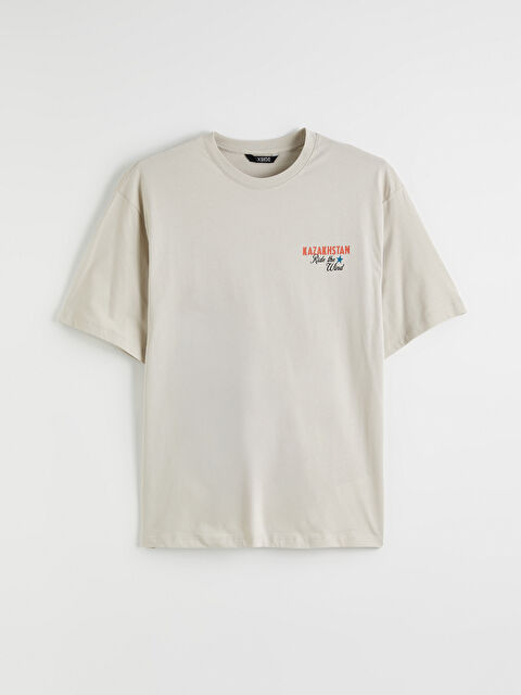 XSIDE Bisiklet Yaka Kazakistan Baskılı Erkek Tişört - S6F037Z8-2SJ
