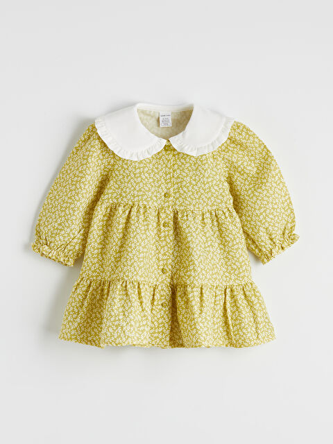 LCW baby Bebe Yaka Uzun Kollu Desenli Kız Bebek Elbise - S6F041Z1-LRF