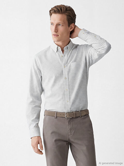 SOUTHBLUE Regular Fit Ekose Armürlü Erkek Gömlek - S6E043Z8-LLX