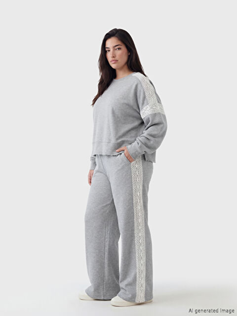 Soulife Petite Beli Lastikli Kadın Eşofman Altı