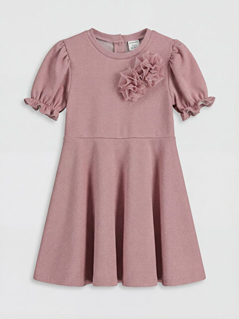 LCW Kids Bisiklet Yaka Çiçek Detaylı Kız Çocuk Elbise	 - S6E051Z1-FHR