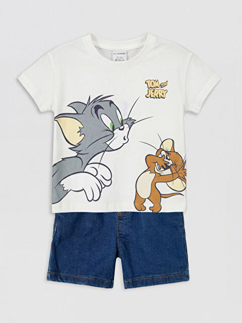 LCW baby Tom & Jerry Baskılı Erkek Bebek Şort Takım