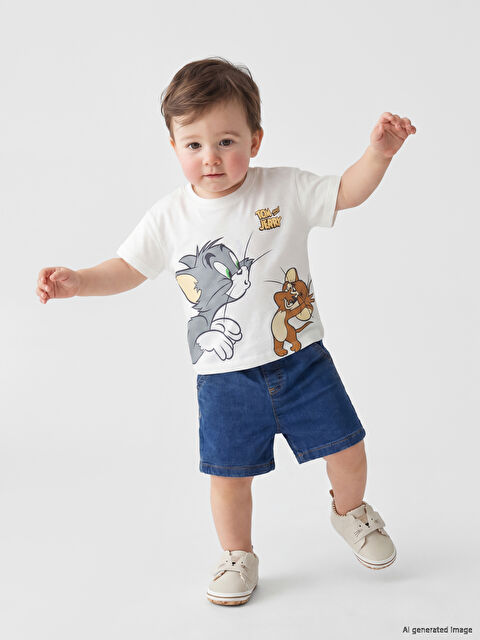 LCW baby Tom & Jerry Baskılı Erkek Bebek Şort Takım
