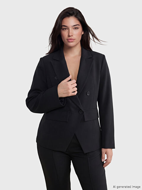 Soulife Petite Kruvaze Yaka Kadın Blazer Ceket	