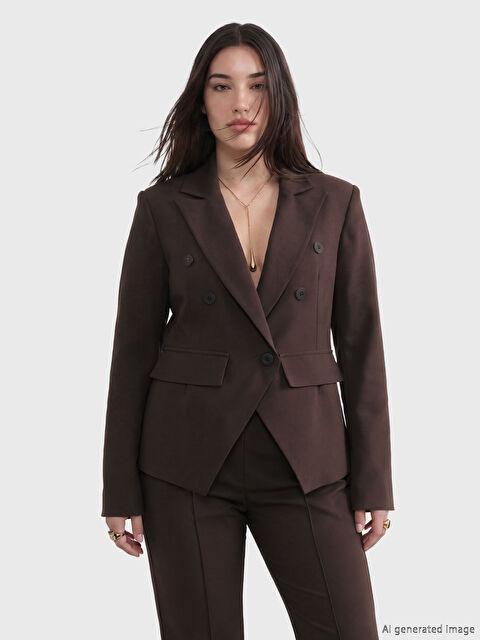 Soulife Petite Kruvaze Yaka Kadın Blazer Ceket	