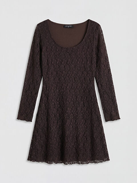 LCW Comfort U Yaka Dantelli Mini Elbise	 - S6B080Z8-HMK