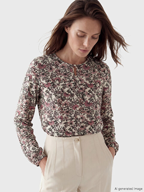 LCW Grace Bisiklet Yaka Desenli Bluz