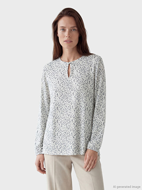 LCW Grace Bisiklet Yaka Desenli Bluz