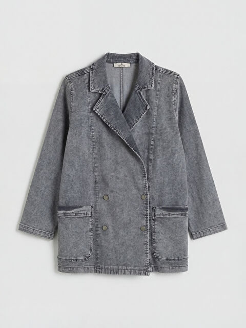 Natuvera Kruvaze Yaka Kadın Jean Ceket - S6F089Z8-ZZK