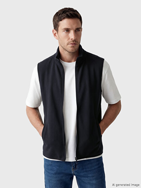 LCWAIKIKI Classic Dik Yaka Fermuarlı Erkek Polar Yelek - S6D089Z8-RFH