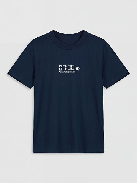 LCW Kids Bisiklet Yaka Yazı Baskılı Erkek Çocuk Tişört - S6C089Z4-DWP