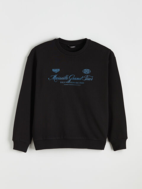 XSIDE Bisiklet Yaka Marsilya Baskılı Erkek Sweatshirt - S6C090Z8-CVL