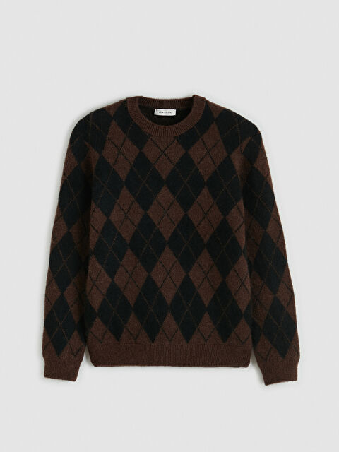 LCW Vision Bisiklet Yaka Baklava Desenli Erkek Triko Kazak - S6B092Z8-ZNT