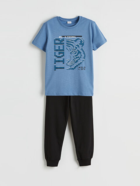 LCW Kids Bisiklet Yaka Baskılı Erkek Çocuk Pijama Takım - S6E095Z4-KCK