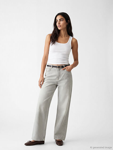 LCW Jeans Yüksek Bel Wideleg Kadın Jean Pantolon