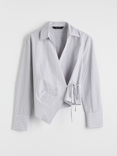 LCW Vision Kruvaze Yaka Çizgili Kadın Gömlek - S6OM56Z8-LFY
