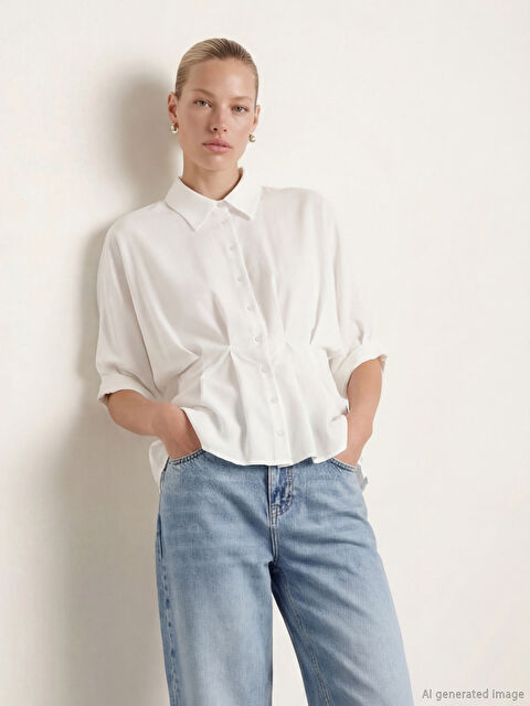 LCW Vision Kadın Pileli Gömlek - S6OM57Z8-Q6K