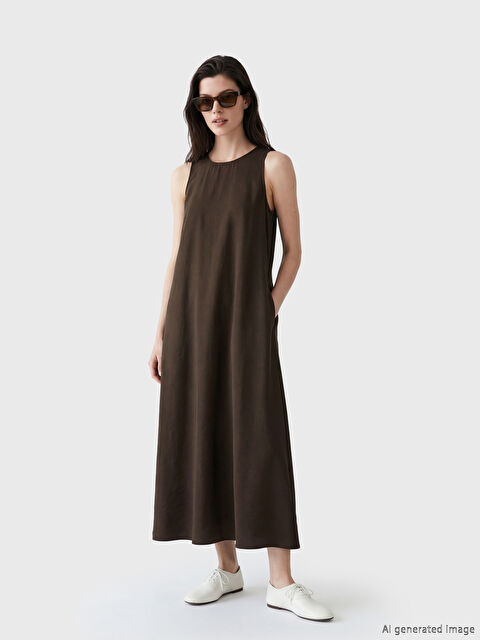 LCW Comfort Bisiklet Yaka Modal Karışımlı Elbise