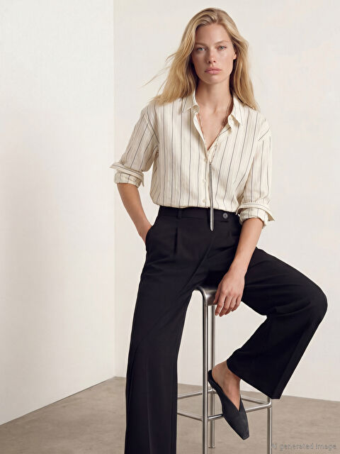 LCW Vision Çizgili Kadın Gömlek - S6OM73Z8-LEG